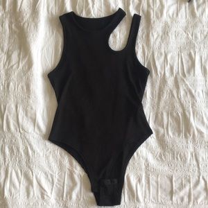 Ribbed asymmetric leotard